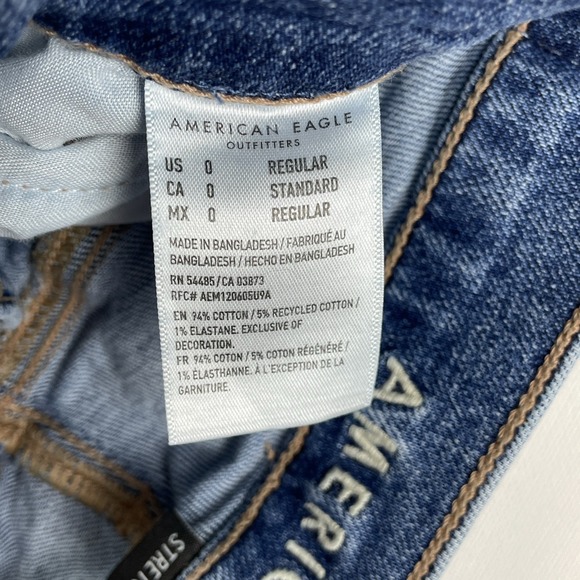 American Eagle 90's Straight Jeans Women's 0 Blue Denim Stretch Medium Wash - Picture 4 of 9